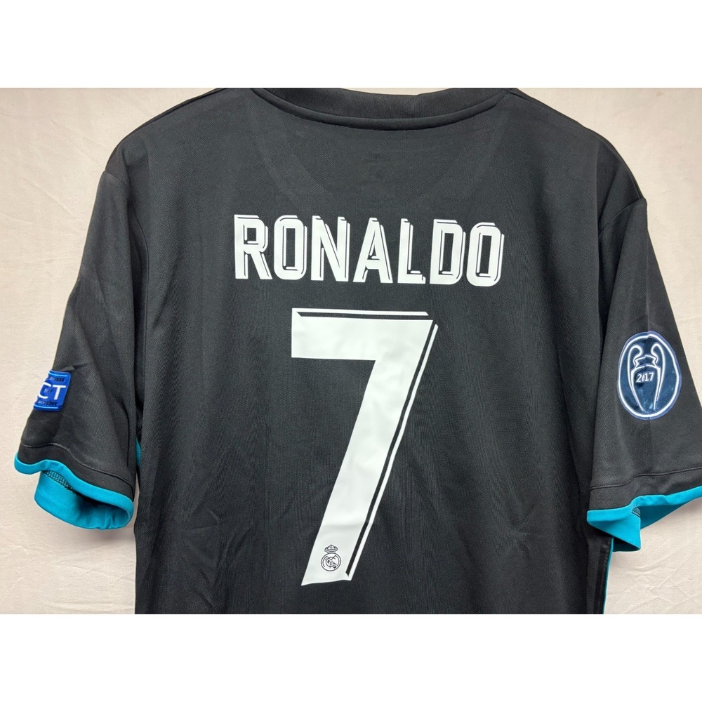 Real Madrid Adidas Away Kit Jersey Mens Black Cristiano Ronaldo Climacool XL NEW - Picture 5 of 14